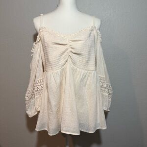 NWT- Torrid- Off the Shoulder, Boho/Country, Cream Top Size 2